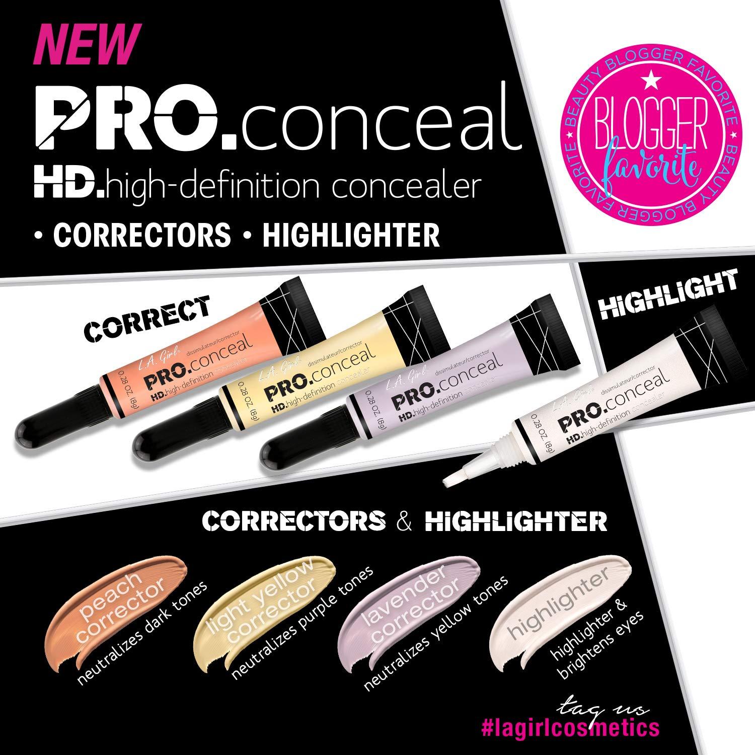 L.A. Girl L.A. Girl Pro Conceal HD Concealer, Yellow Corrector, 0.28 Ounce