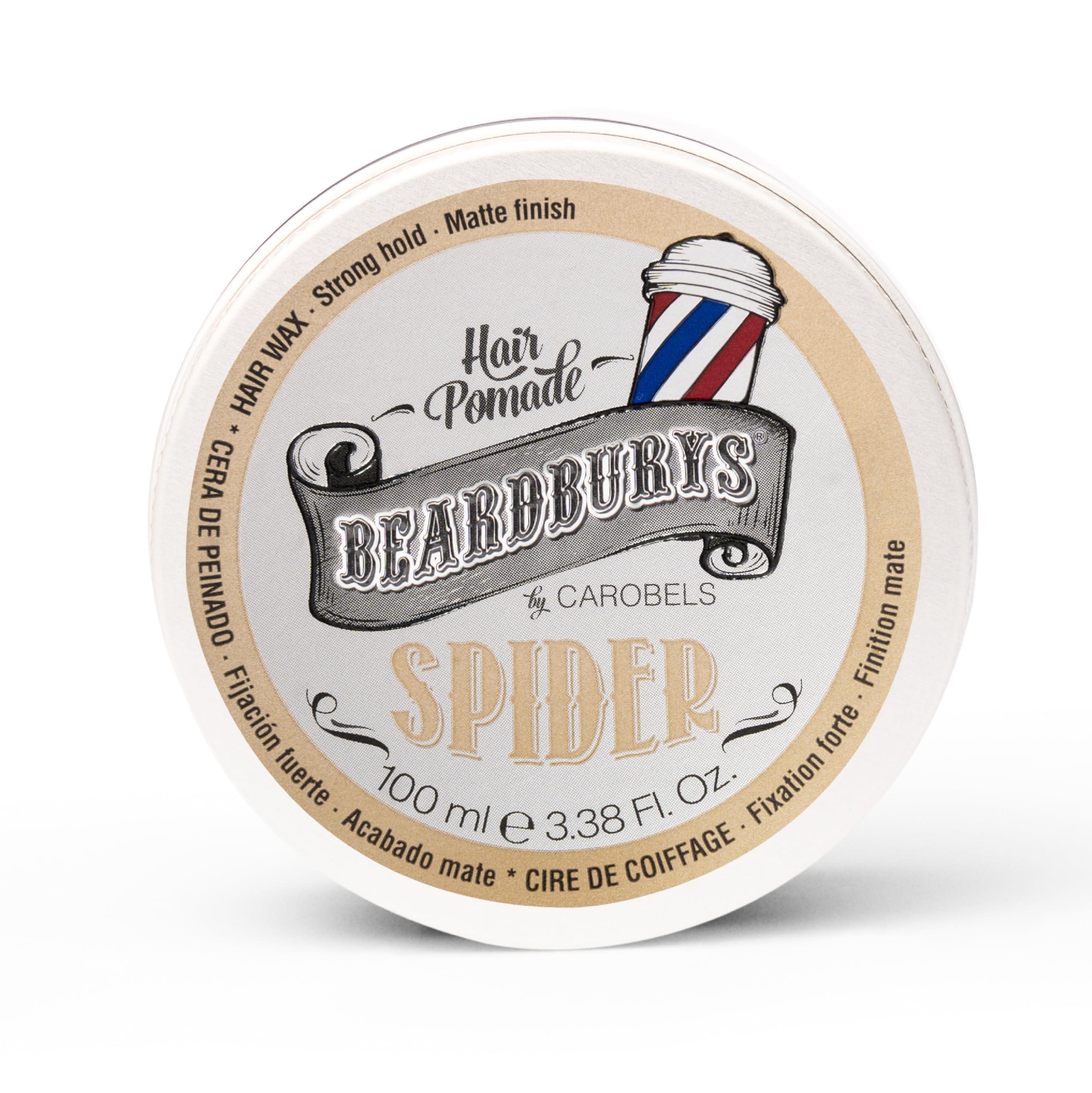 BY CAROBELS BEARDBURYS BY CAROBELS BEARDBURYS Barber Grade Spider Hair Styling Wax With Medium Hold & Natural Looking Finish, Hair Volume for Men, 3,5 Fl Oz, Unscented, 1 Ounce