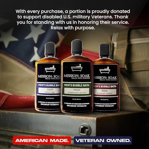 Mission: Soak Mission: Soak Men's Luxury Bubble Bath, Body Soak - Multiple Scents Available - 9 fl oz (Calm (Cedar + Sage))