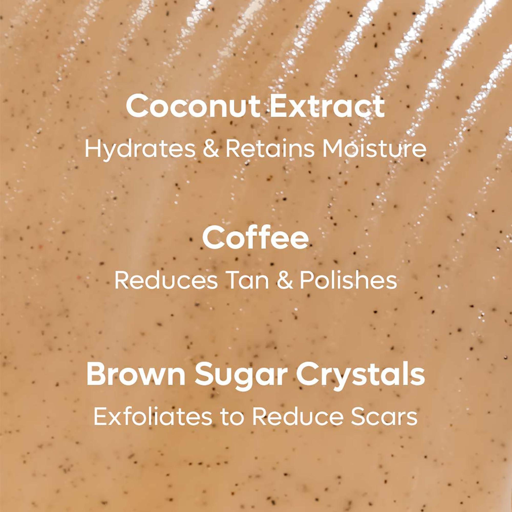 mCaffeine mCaffeine Coffee Sugar Body Scrub with Coconut - Body Wash and Body Exfoliator - Reduces Cellulite and Stretch Marks - All Skin Types - 8.82 oz
