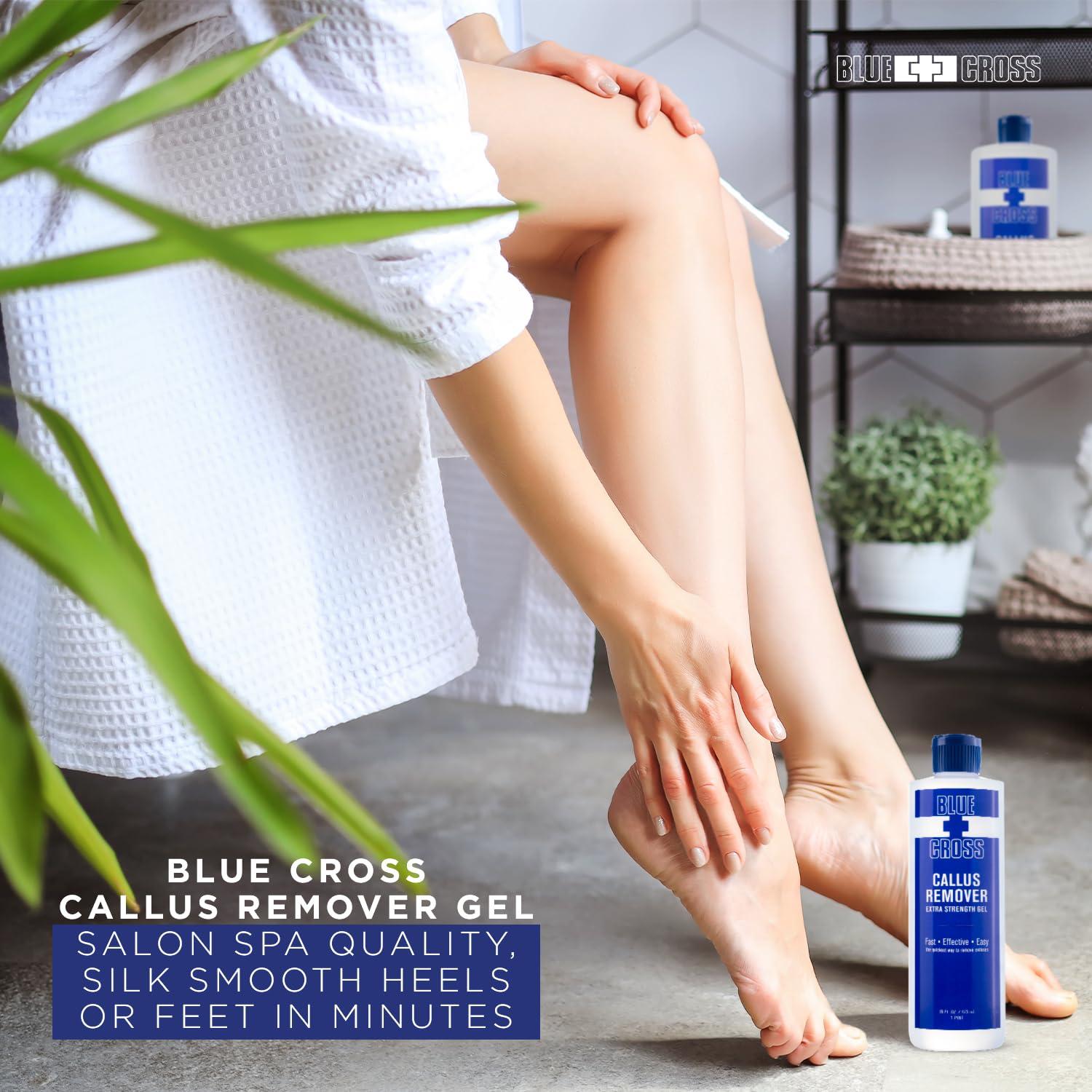 Blue Cross Blue Cross Callus Remover Gel for Feet or Heel, Extra Strength Professional Nail Care, File, Shaver, Scrubber & Pumice Stone Alternative for at Home Manicure/Pedicure Results, 16oz