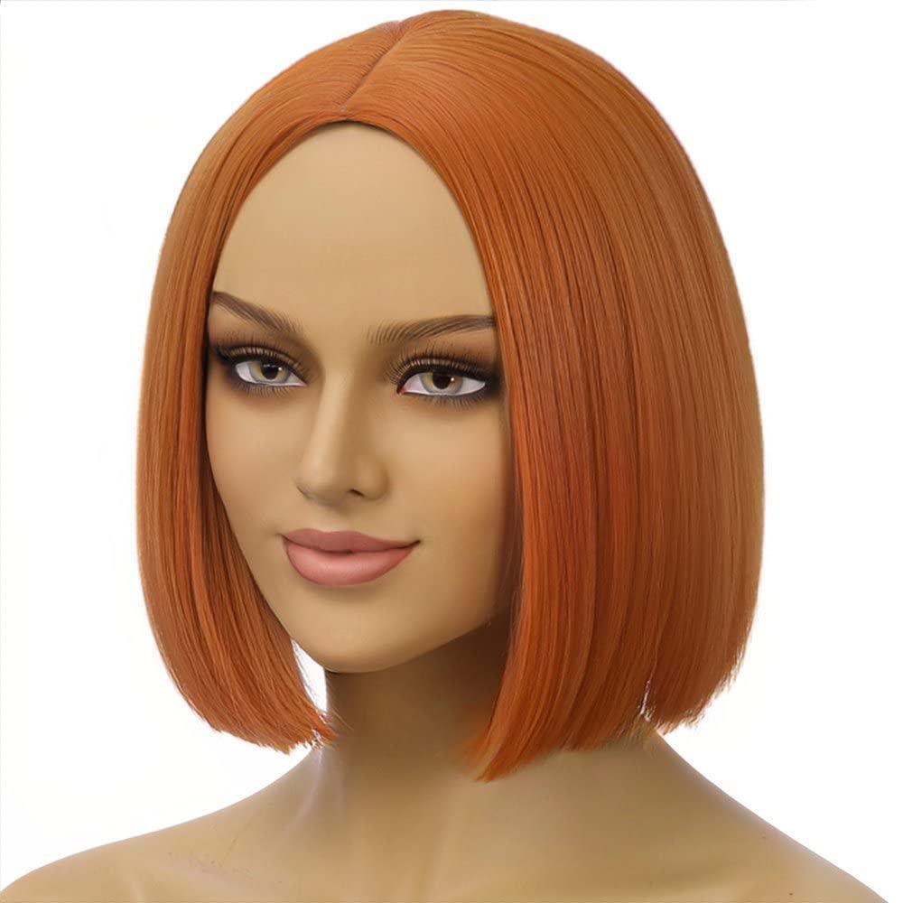 Ufindcos Ufindcos Dark Orange Wig Bob Wig Short Straight Hair Wigs Middle Part for Women Girls Synthetic Heat Resistant Halloween Costume Party Wig with Wig Cap