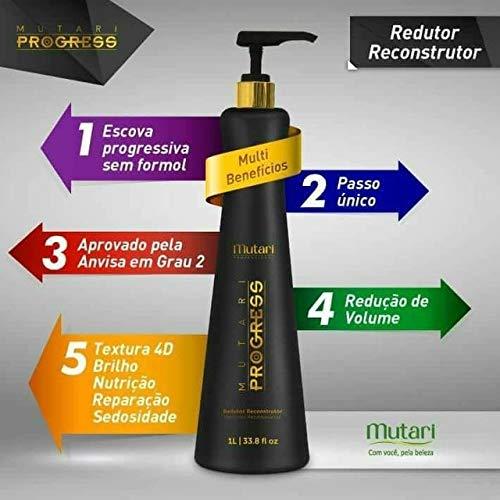 Mutari Progress Mutari Progress Reductor Reconstructor 1L | Brazilian Keratin Treatment | Progressive Brush Hair Straightening | Smoothing System | Volume Reducer | 100% Straight | Frizzy Free