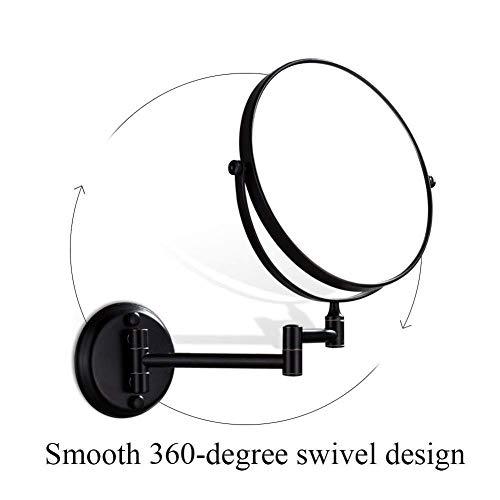 BABUUN BABUUN Wall-Mounted Shaving Mirror Black 10X Magnification + Normal 8-Inch Double-Sided Round Bathroom Vanity Mirror Swivel