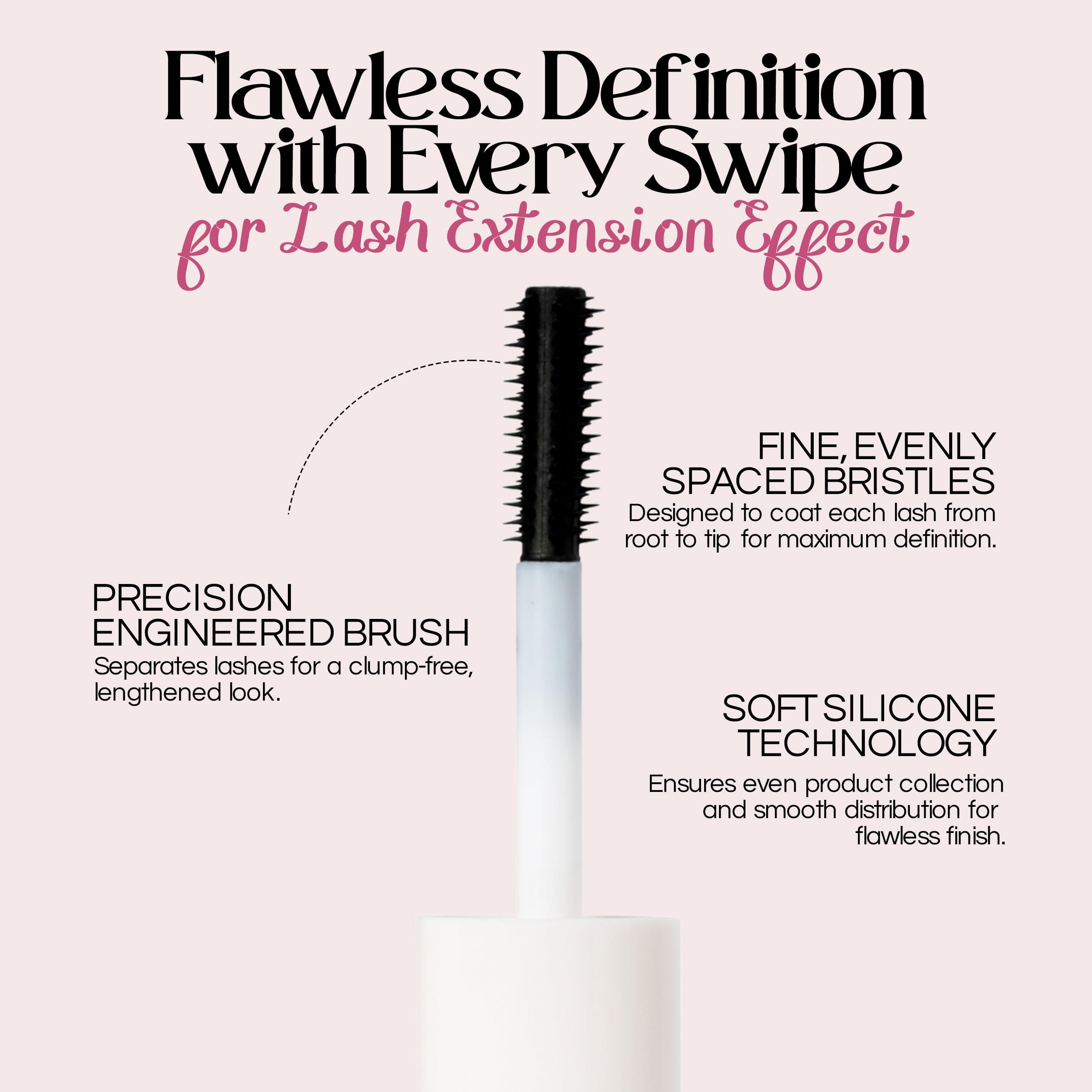 M2U NYC M2U NYC Black Mini Tubing Mascara (0.06 oz.) Made with Tubing Technology for Lash Extension Effect Clump-Free & Smudge-Proof Lengthening Mini Mascara for All Day Wear, Safe for Sensitive Eyes