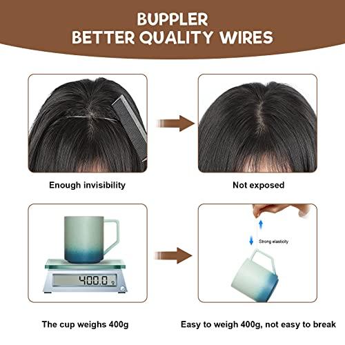 BUPPLER BUPPLER Halo Hair Extensions 12 Inch Invisible Wire Hair Extensions Adjustable Long Wavy Hair Extensions Synthetic Upgrade 4 Secure Clips in Hairpieces 12 Inch, Dark Golden Mix Platinum Blonde