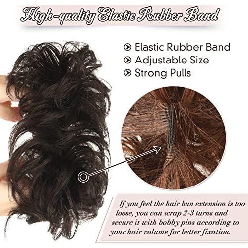 RUWISS RUWISS Messy Bun Hair Piece 100% Human Hair Messy Rose Bun Hair Buns Hair Piece for Women Real Hair Scrunchies Updo Hair Pieces Bun Extension Ponytail Messy Hair Bun (Darkest Brown)