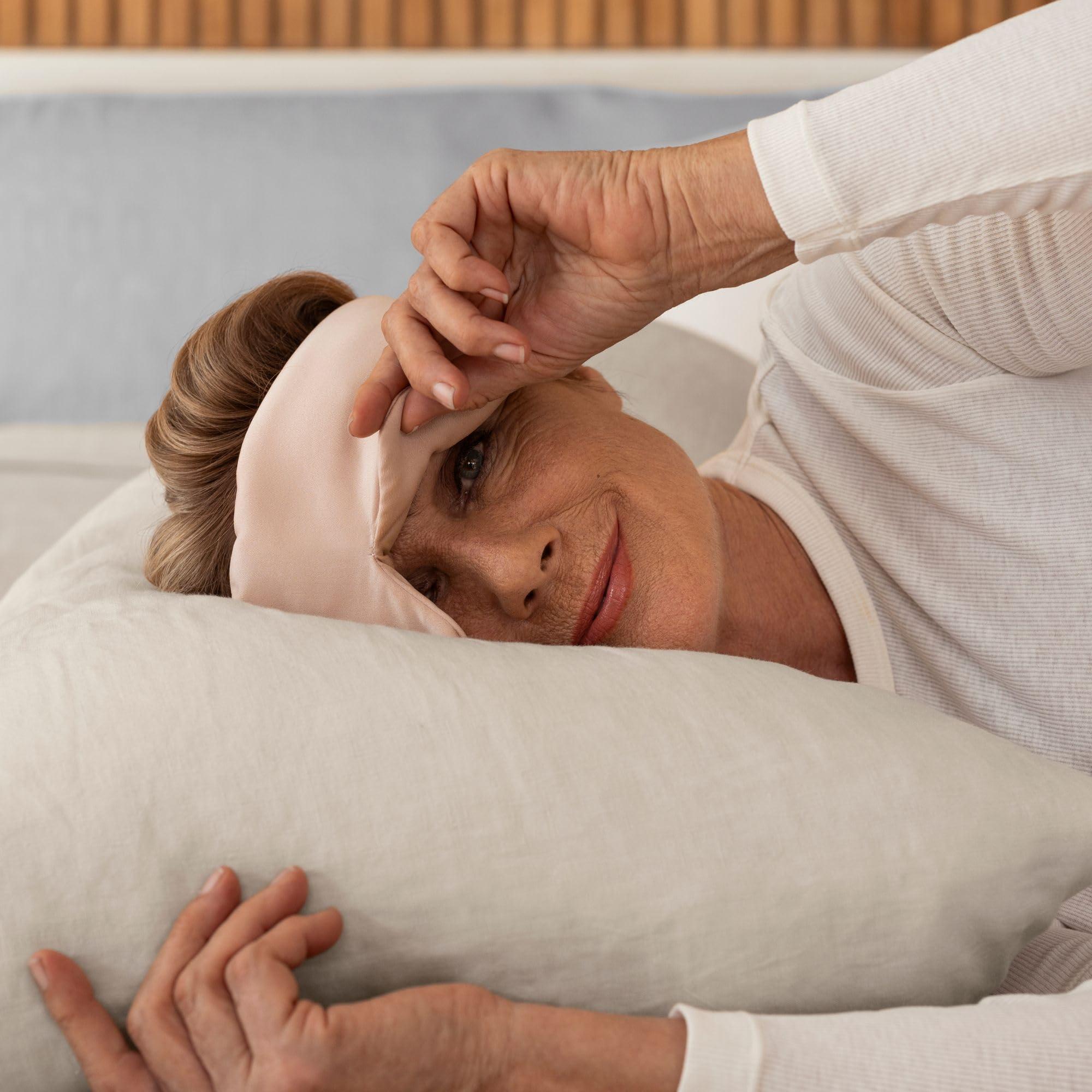 Baloo Baloo Silk Weighted Sleep Mask | Sound-Muffling Blindfold for Deep Sleep | Mulberry Silk Eye Mask with Rose Quartz Crystal | Relaxation & Tranquillity Mask