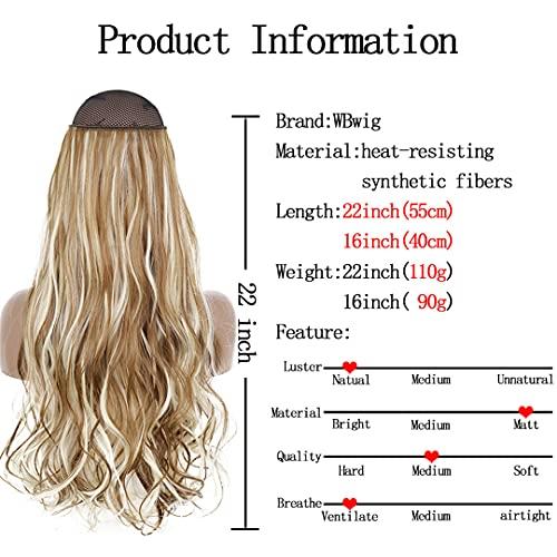 STREJHYT No Clip Halo Hair Extension Curly/Straight Secret Wire Natural Hidden Wire Synthetic Hair Pieces Adjustable Transparent Wire SQ88-6H613 16inches