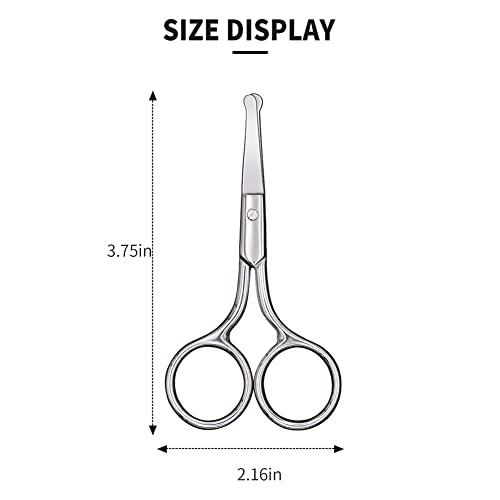 AsonTao Small Scissors, Eyebrow Scissors, Nose Hair Scissors Round Tip Design, Will Not Hurt the Nasal Cavity. Professional Grooming Scissors for Hair, Eyelashes, Nose, Eyebrow Trimming, Mustache. -AsonTao