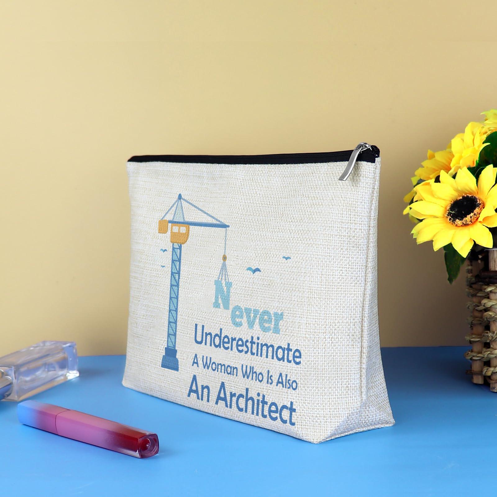 Mikela Architect Gifts for Women Makeup Bag Architectural Engineer Gifts Graduation Gift for Architect Student Teacher Cosmetic Bag Architecture Gifts for Her Woman Friends Co-worker Christmas Birthday Gift