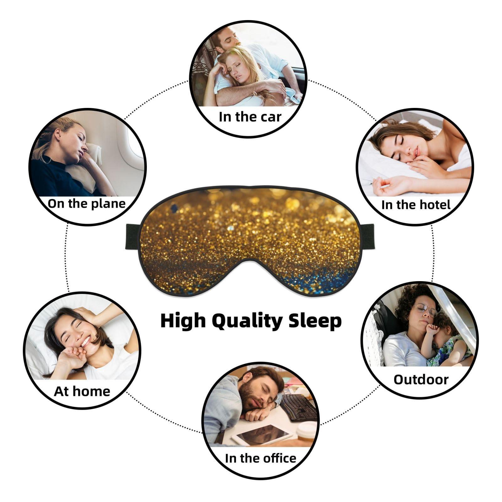 JIPOFD Glitter Pattern Super Soft and Comfortable Eyeshade with Adjustable Strap Zero Eye Pressure Eye Cover