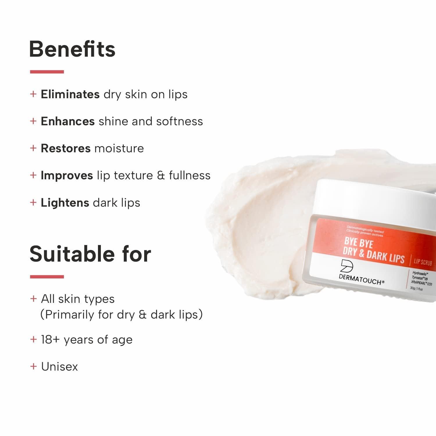 SENTA SENTA Bye Bye Dry & Dark Lips Scrub | Lightening & Brightening Lip scrub for men and women - 30g