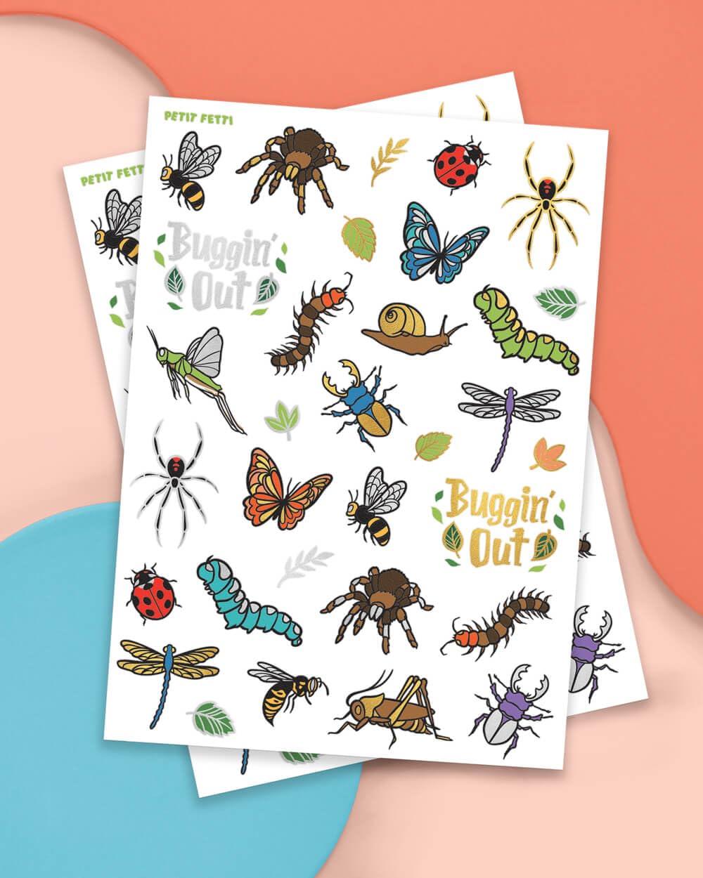 xo, Fetti xo, Fetti Bug Temporary Tattoos - 48 Glitter Styles | Buggin' Out Insect Birthday Party Supplies, Bees, Spiders, Beetles, Butterflies, Arts and Crafts