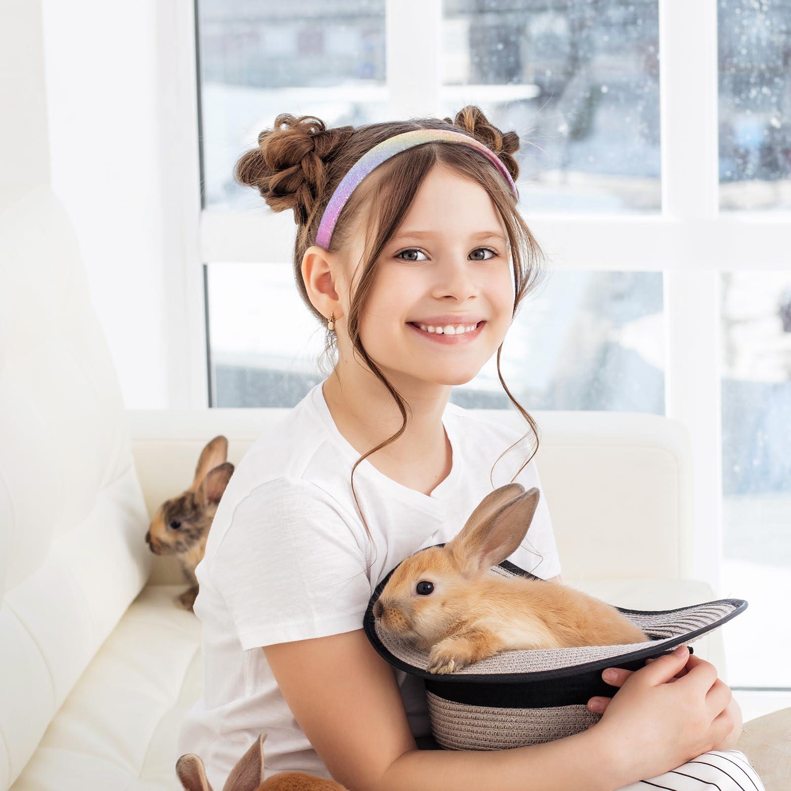 Xthrotsenk Xthrotsenk 2 Pcs Glitter Sequins Headbands for Girls Bling Rainbow Sequin Wide Thick Head Bands Non-Slip Sparkly Headbands for Women Fashion Stretch Elastic Head Band for Girls and Women