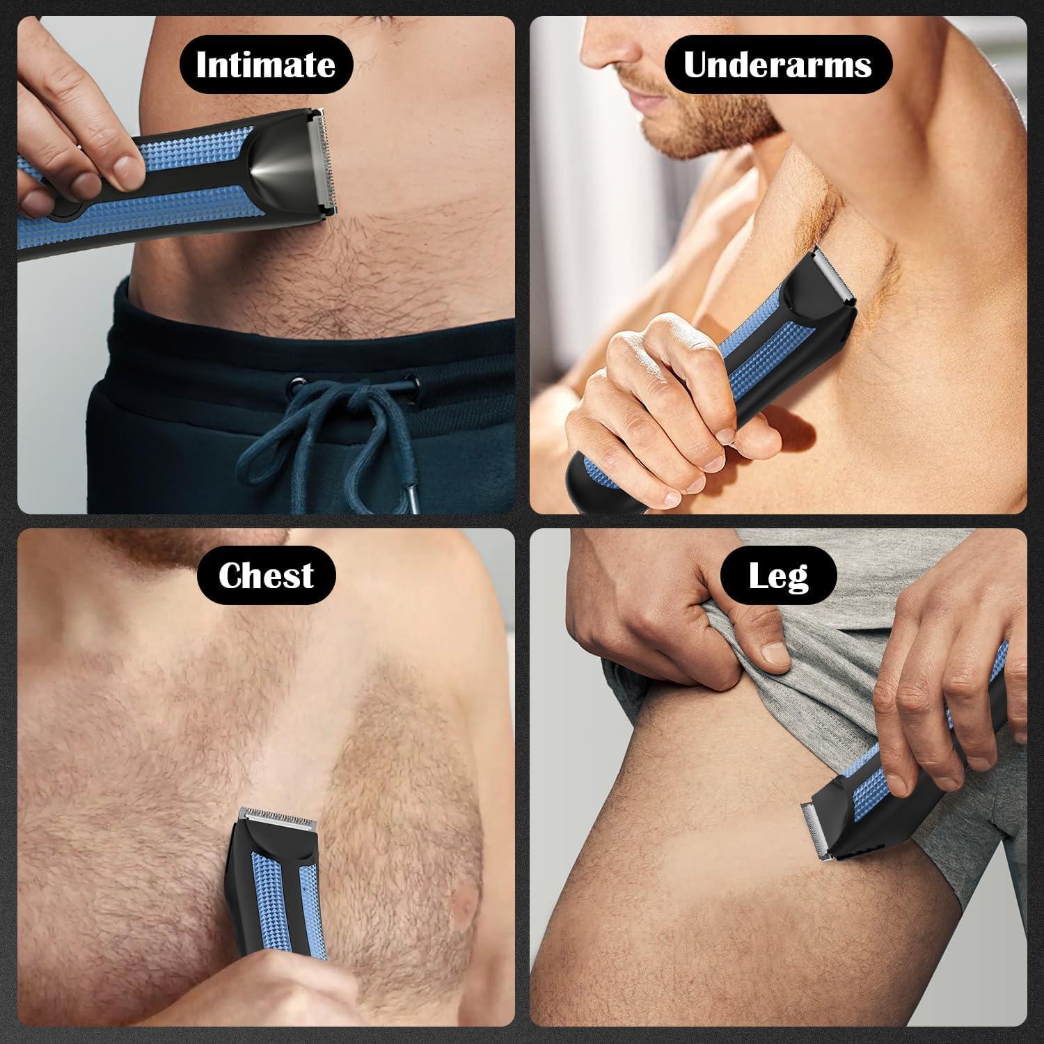 SRS Ball Trimmer Shaver, Waterproof Electric Body Hair Trimmer for Men Women Wet Dry Use, Blue