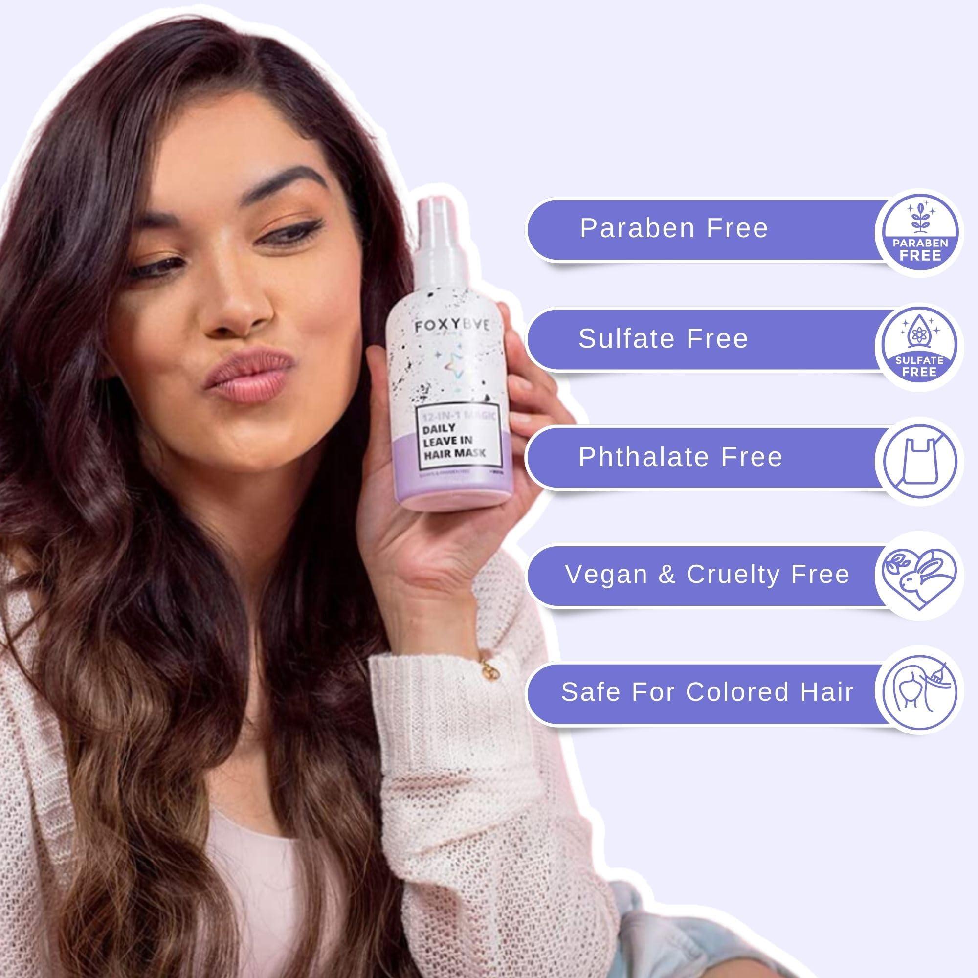 FoxyBae FoxyBae Hair Mask for Dry Damaged Hair and Growth - Overnight Hair Mask Treatment with Biotin & Shea Moisture - 8 Oz, Leave-in Conditioner Spray