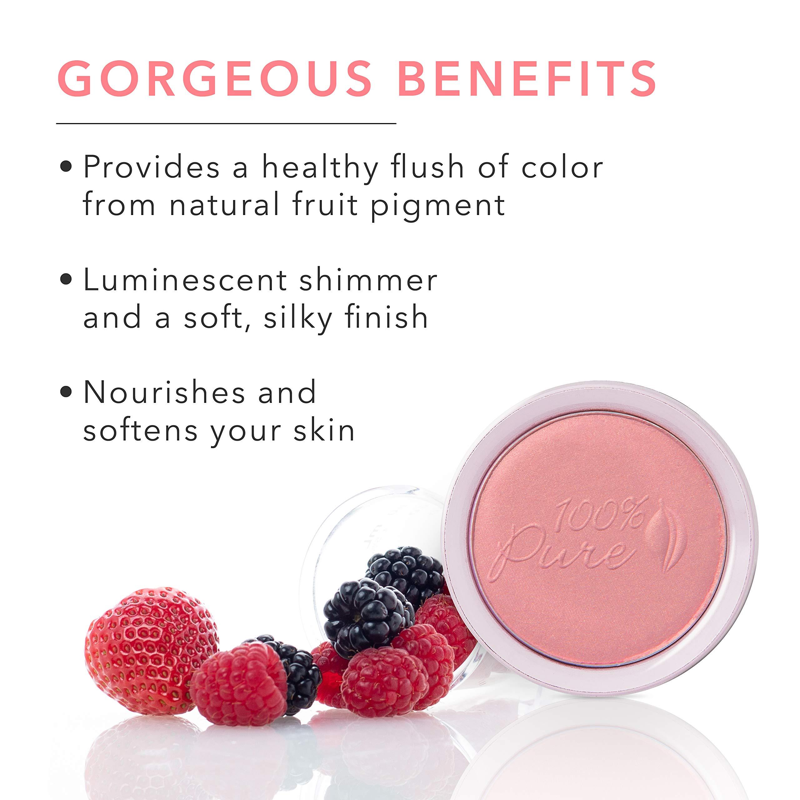 100% PURE 100% PURE Powder Blush (Fruit Pigmented), Chiffon, Soft Shimmery Finish, Nourishes Skin w/Rosehip Oil, Cocoa Butter, Natural Makeup (Soft Pink) - 1.81 oz