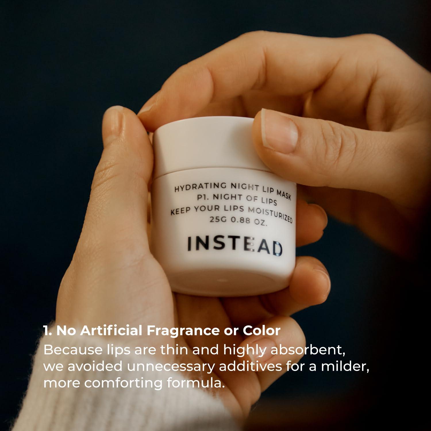 INSTEAD Hydrating Night Lip Mask - Moisturizing Lip Treatment to Restore and Soothe Dry Chapped Lips Overnight 0.88 oz.