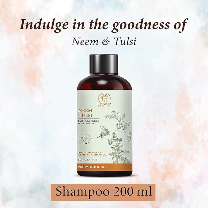 TIZER Neem Tulsi Shampoo 200ml | Methi Seeds | Oil Control Gentle Cleansing | For Oily Hair | Natural, Organic, Vegan