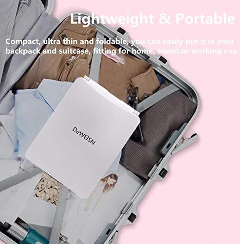 deweisn deweisn Folding Lighted Makeup Mirror with 72 LEDs 3 Colors Light Modes USB Rechargable 1800mA Batteries Portable Ultra Thin Compact Vanity Mirror Dimmable Travel Mirror