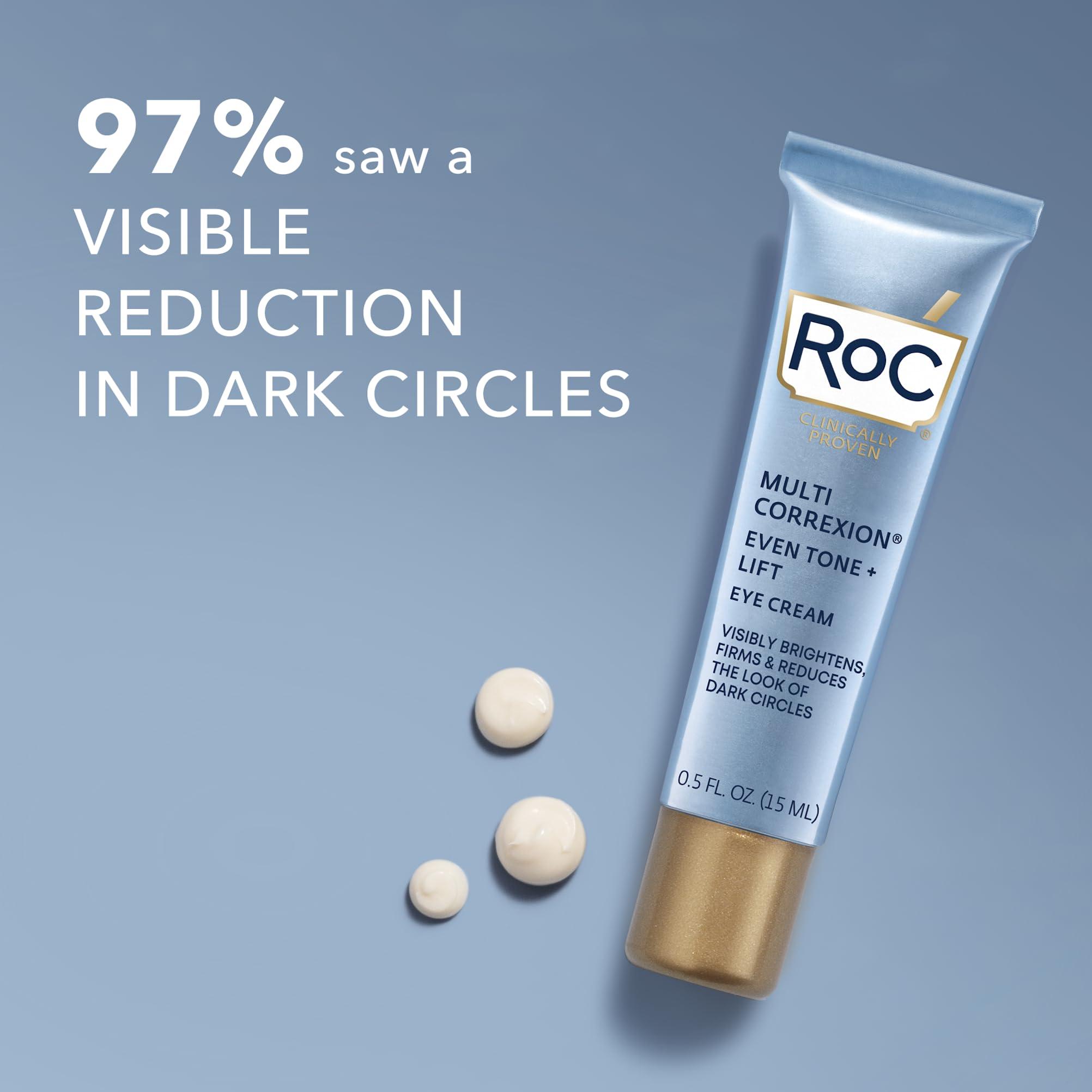 RoC RoC Multi Correxion 5 in 1 Anti-Aging Eye Cream for Puffiness, Under Eye Bags & Dark Circles, Skin Care Treatment with Shea Butter, (.5 oz) with Night Cream Packette (Packaging May Vary)