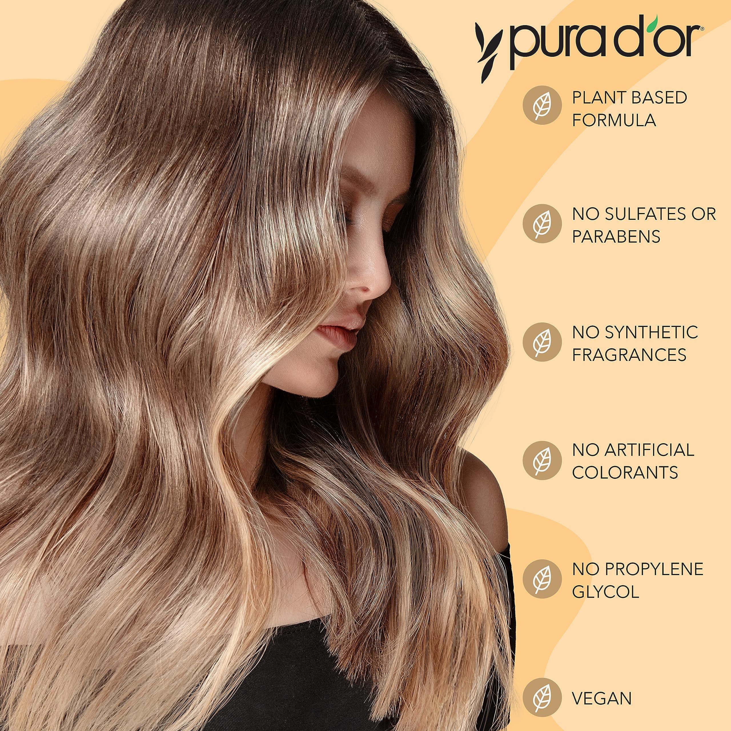 PURA D\'OR PURA D\'OR Anti-Thinning Biotin Shampoo & Conditioner Set & Argan Oil Heat Shield Protectant Spray (8oz) Water Based Formula w/Organic Ingredients, Protects Up To 450 F From Flat Iron & Hot Blow Dry