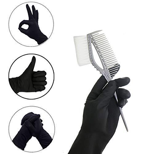Yebeauty Yebeauty Hair Dye Gloves, Hair Salon Gloves Hair Dyeing Latex Gloves for Hair Colouring Reusable Non-slip Gloves, 4 Pairs, Large (Black)