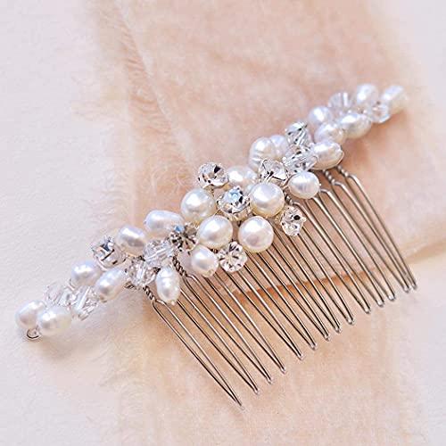EVILD Evild Bridal Pearl Hair Comb Silver Rhinestone Bride Headdress Wedding Hair Clips Headpieces Pearls Bride Hair Accessories for Bride and Bridesmaids