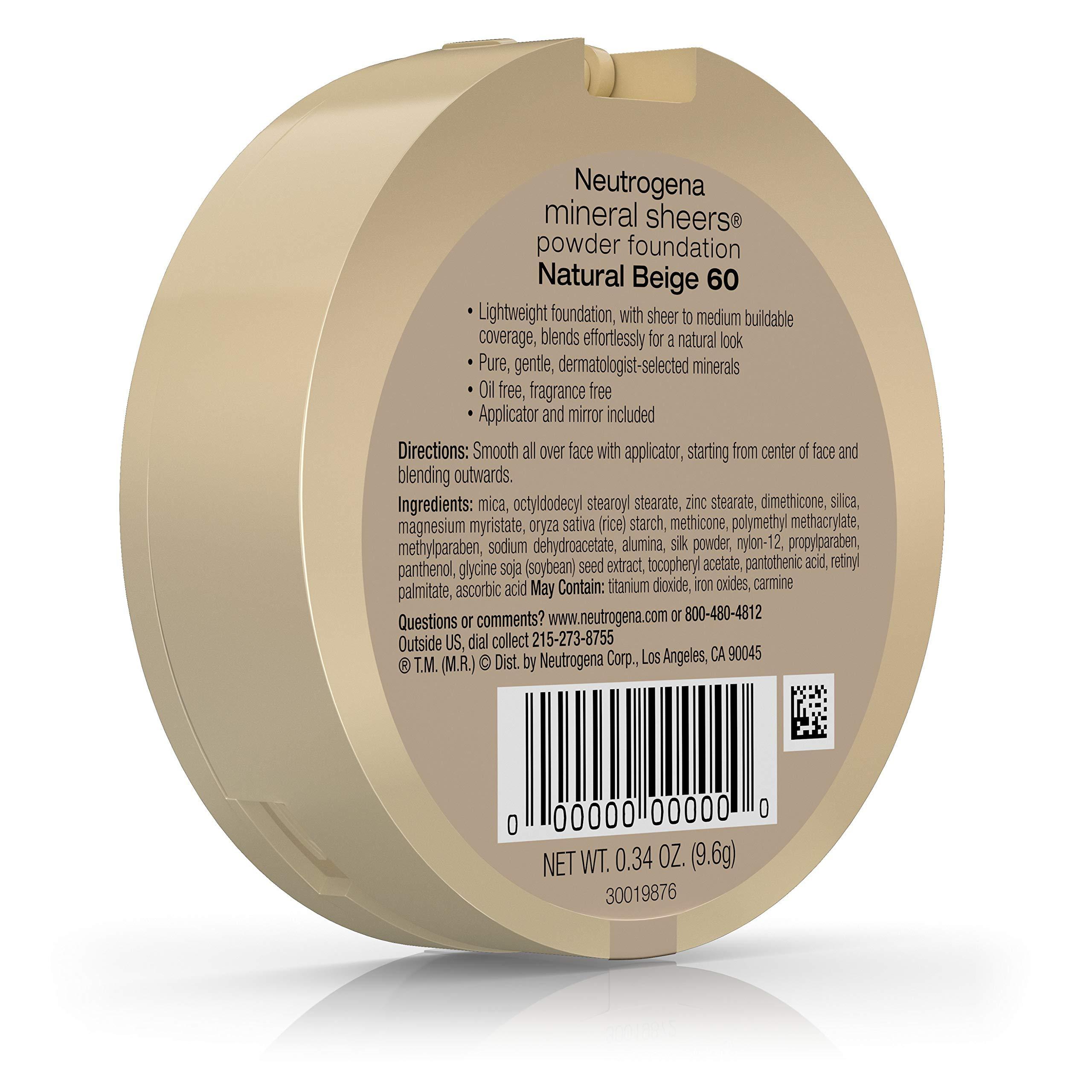 Neutrogena Neutrogena Mineral Sheers Powder Foundation, Natural Beige 60, 0.34 Ounce