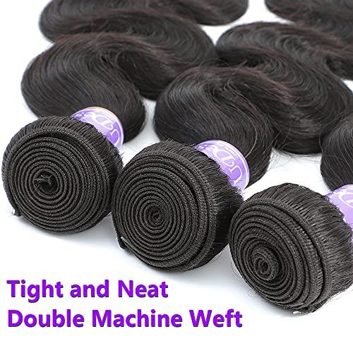 UDesire UDesire 10A Brazilian Virgin Hair Body Wave 3 Bundles(14 16 16,285g,Natural Black)100% Unprocessed Brazilian Hair Bundles Weave Weft Brazilian Body Wave Remy Human Hair Extenions