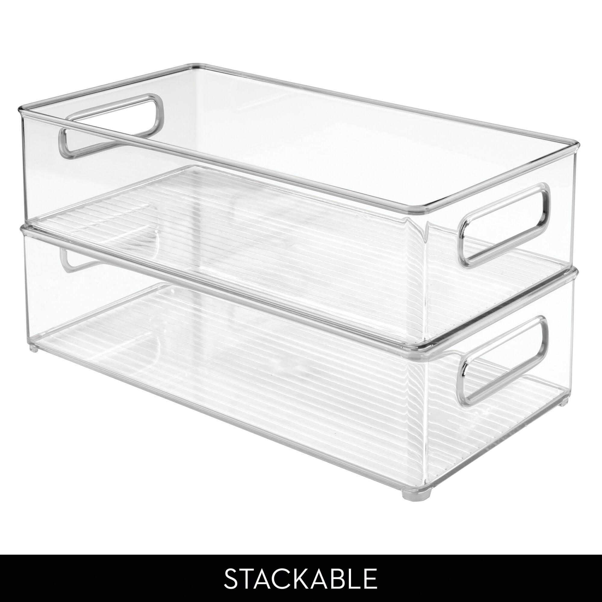 iDesign iDesign Stackable Bathroom Storage Bin with Handles for Makeup and Accessories, Clear, Made in USA