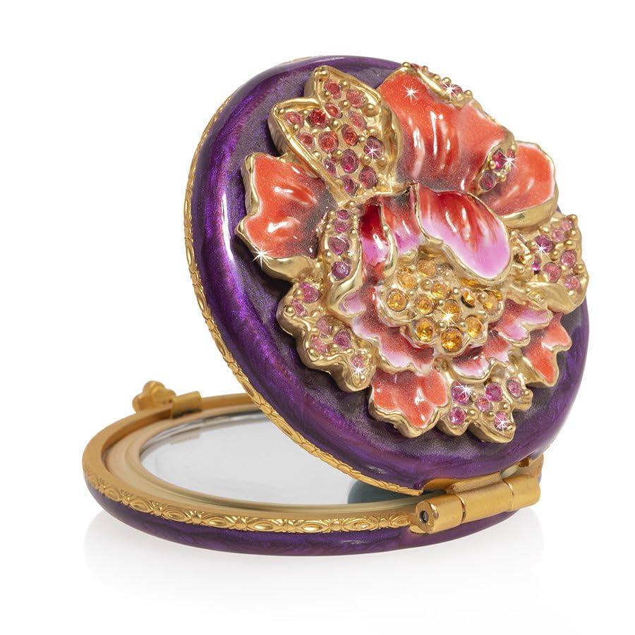 Jay Strongwater Jay Strongwater Angela - Floral Round Compact Mirror