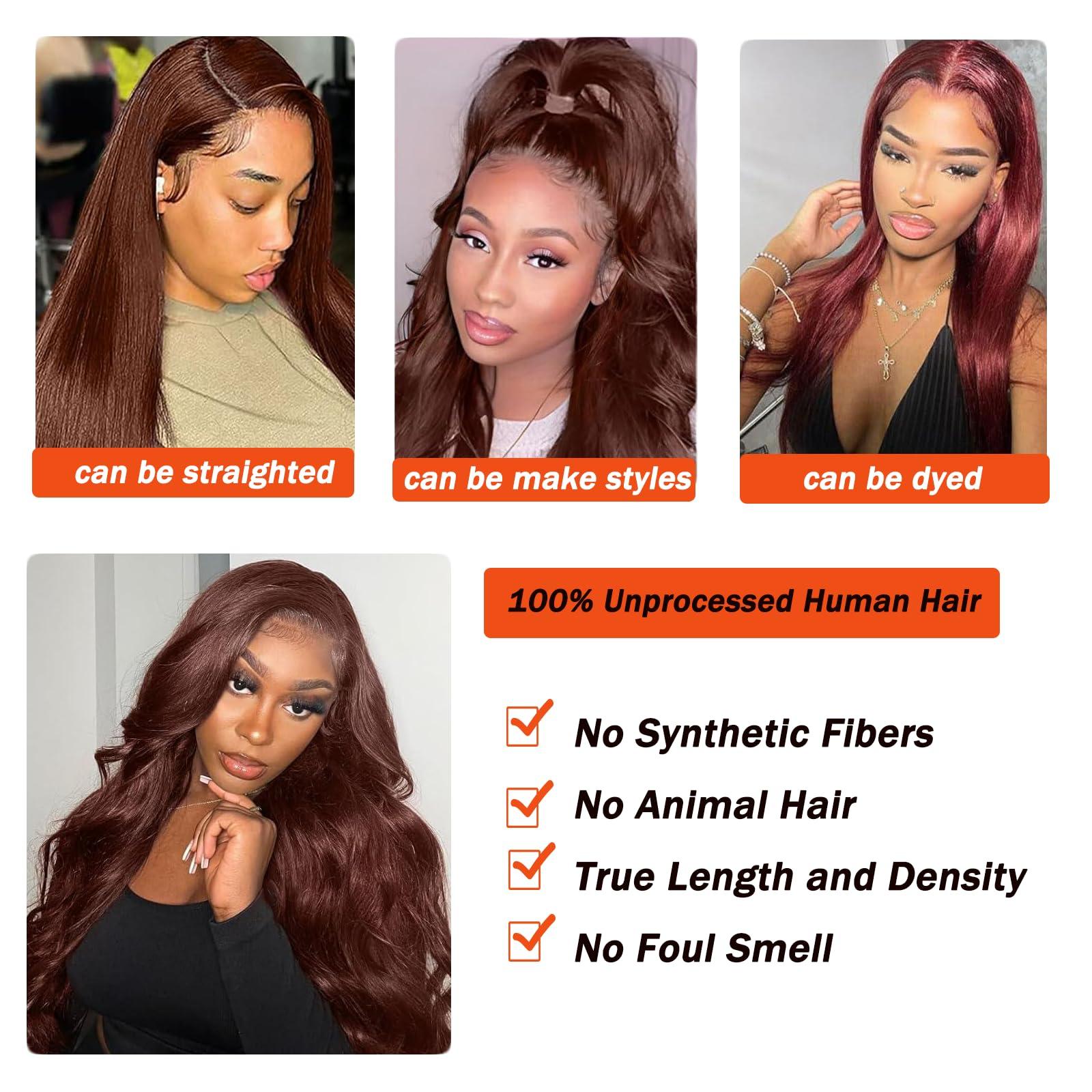 KAFEIER Chocolate Brown 4# Closure 4x4 Free Part Body Wave Closure Brazilian Human Hair Extensions Preplucked Bleached Knots Sew In Weave Virgin Hair Lace Front Closure For Women Wet And Wavy 20 Inch