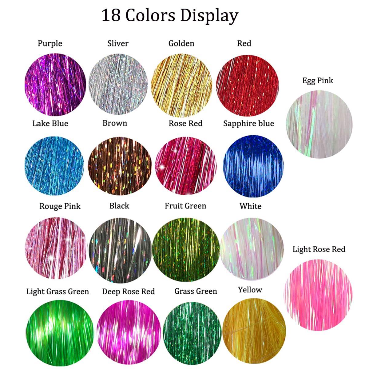 Sarannala Hair Tinsel Brown 50inch 8packs 1600 Strands Glitter Tinsel Hair Extensions Heat Resistant Highlights Sparkling Fairy Hair for Kids Women Girls(50 Inch, Brown)