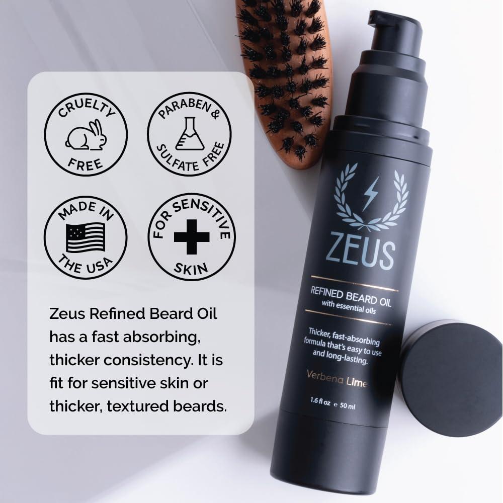 ZEUS ZEUS Refined Beard Oil, Leave In Conditioner Oil for a Softer Beard & Mustache -Made in USA (Sandalwood) 1.6 oz.
