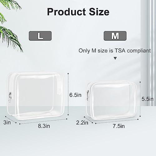 Wedama Wedama TSA Approved Toiletry Bag, Cosmetic Bags 2 Pack with Zipper Carry on Airline Airport Travel Accessories, PVC Makeup Bags for Travel, Clear Toiletry Bags for Women and Men-White