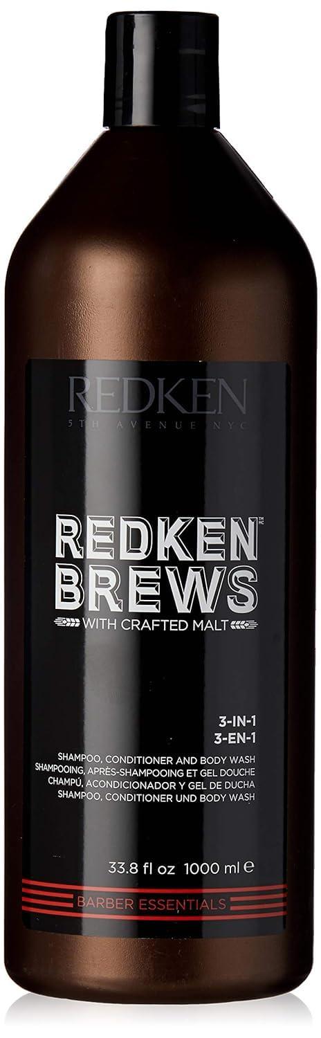 Redken Brews Redken Brews 3-In-1 Men's Shampoo, Conditioner, and Body Wash | Multi-Purpose Hair & Body Cleanser for Men | Moisturizes & Hydrates | All-In-One Soap for Everyday, Travel, and Gym