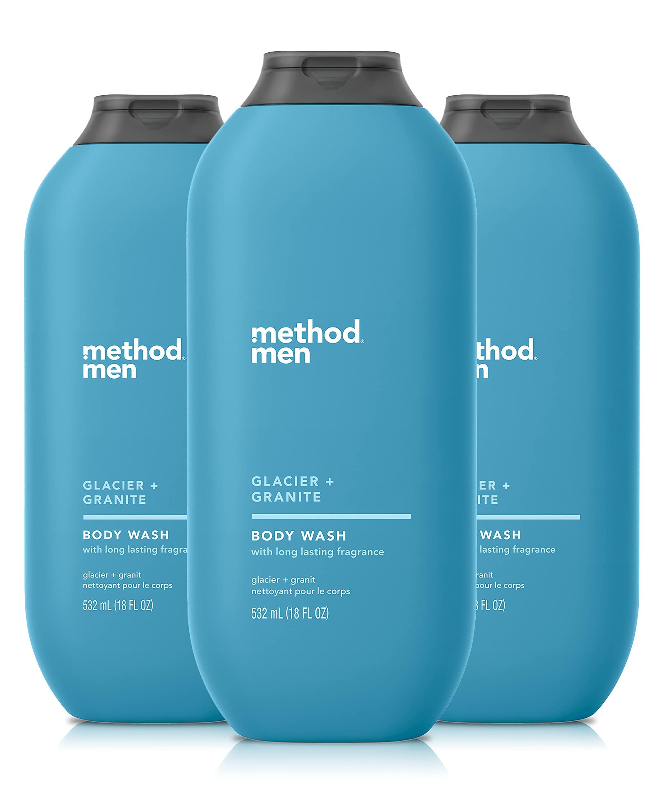 Method Method Men Body Wash, Cedar + Cypress and Glacier + Granite, Paraben and Phthalate Free, 18 FL Oz (Pack of 3) Bundle