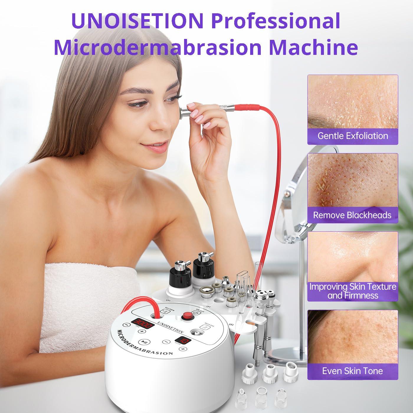 UNOISETION UNOISETION Diamond Microdermabrasion Machine, 4 in 1 Professional Dermabrasion Facial Machine with LED Display and Silicone Tips, Home Use Facial Skin Care Equipment