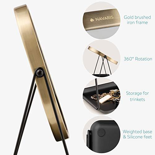 Navaris Navaris Magnifying Table Top Mirror - Double-Sided 1x/3x Magnification Vanity Makeup Mirror with Tray - for Bathroom, Bedroom, Desk - Black and Gold