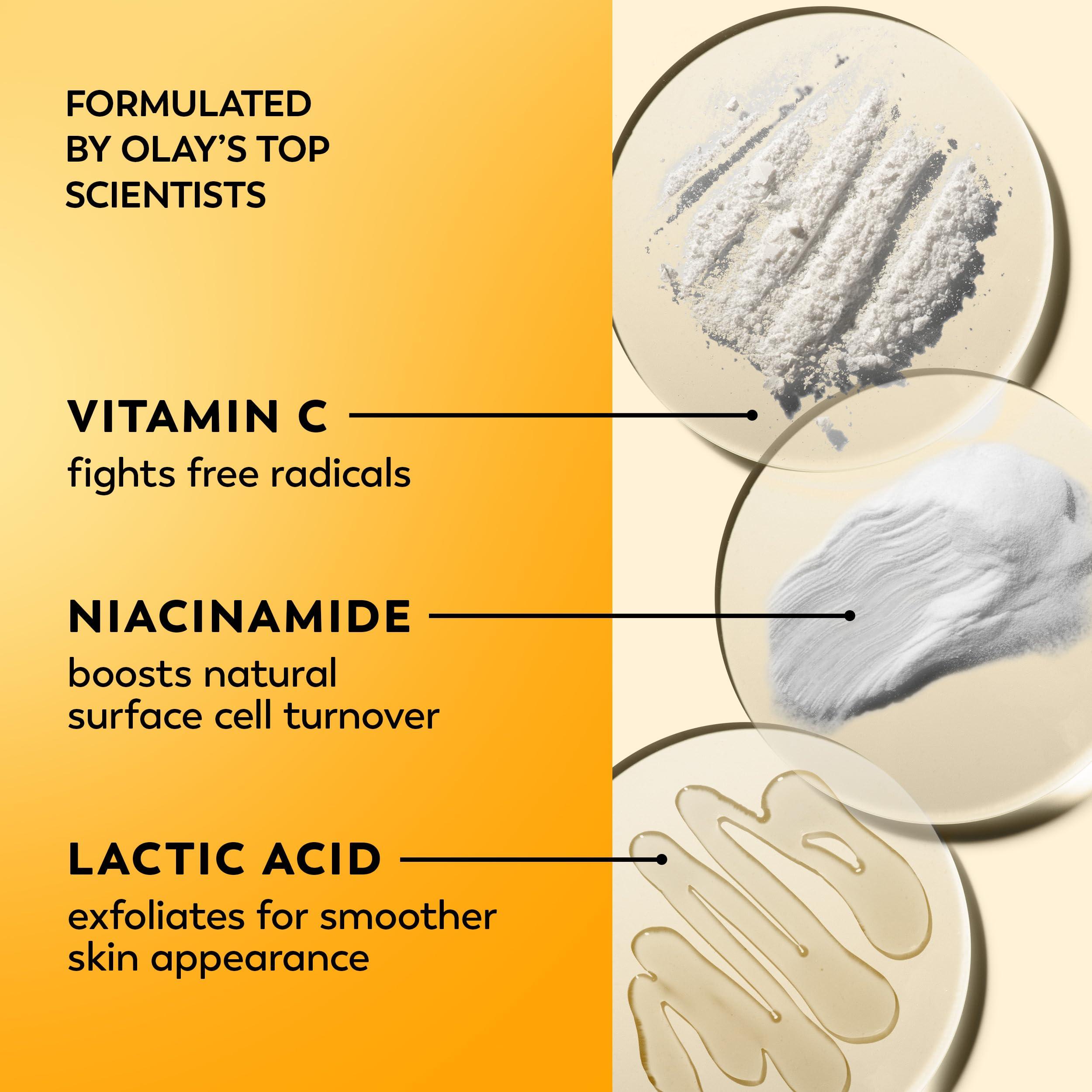 Olay Olay Vitamin C Face Moisturizer, Brightening Cream for Women, Trial Size, Evens Tone, Dark Spot & Hyperpigmentation Reduction, Glowing Skin Care - Niaciniamide, Lactic Acid, 0.5 Oz