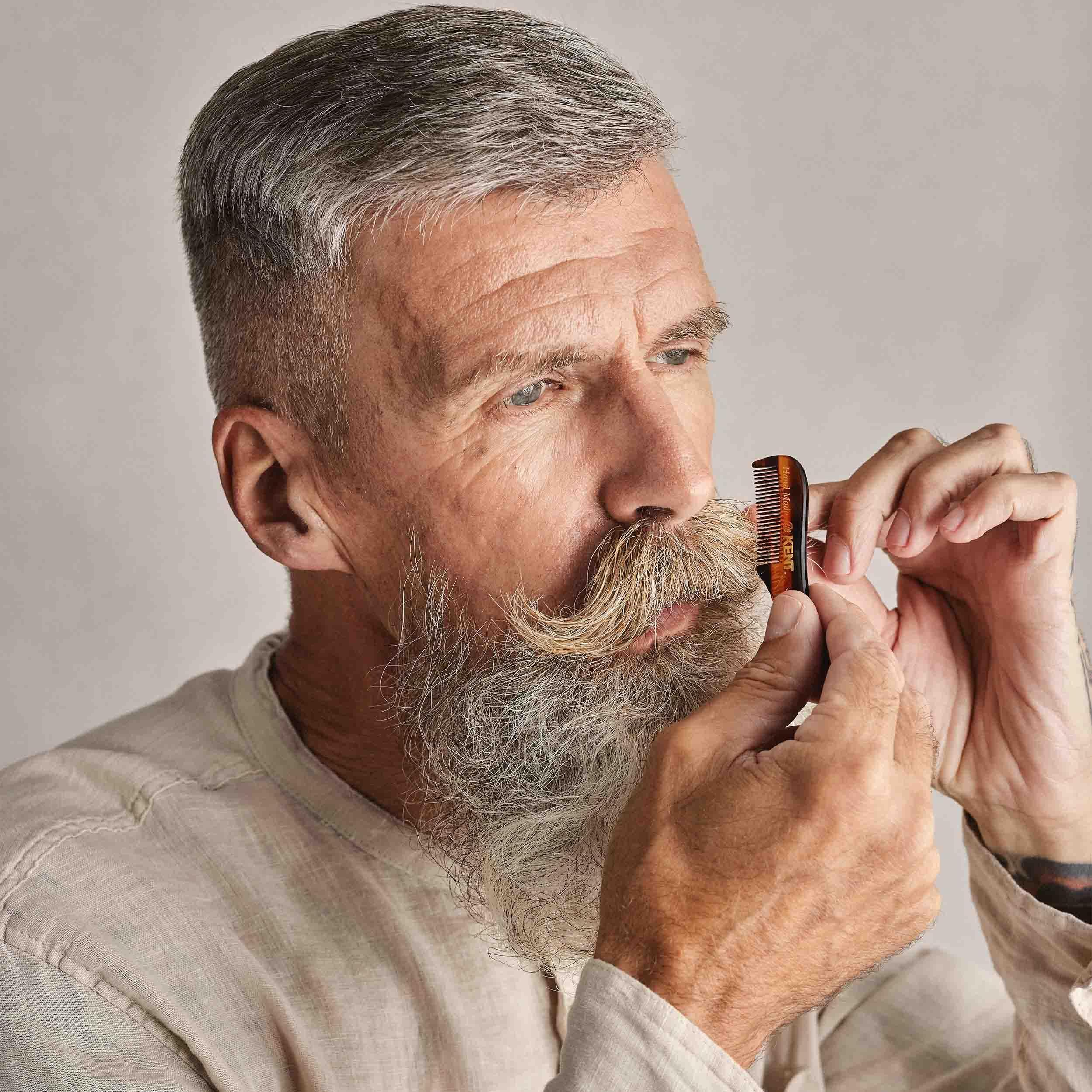 KENT Kent A 81TG Small Men\'s Beard Mustache Pocket Comb, Fine Toothed Pocket for Facial Hair Grooming and Styling, Handmade, Saw-cut Hand Polished, Made in England