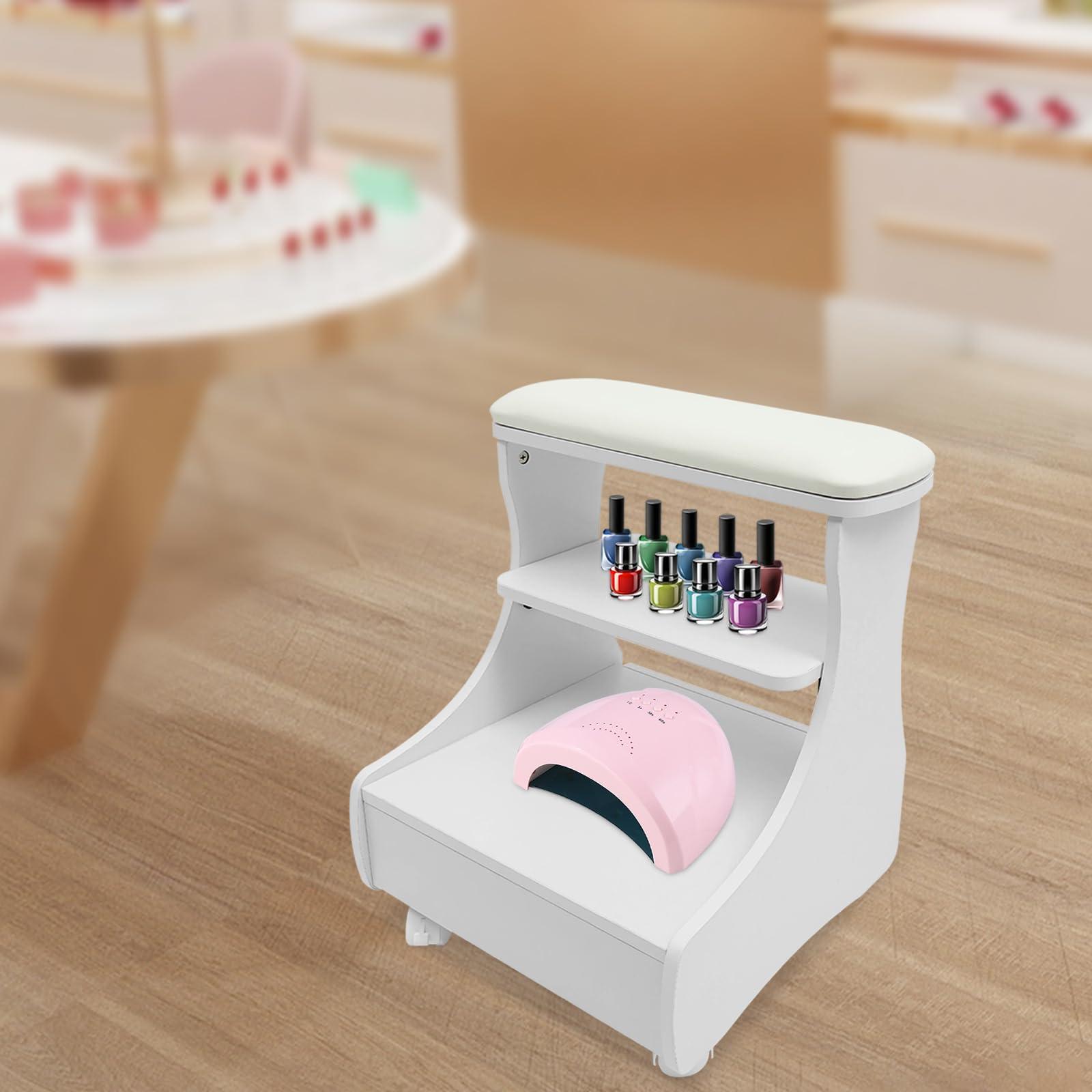 FFanhia FFanhia Portable Pedicure Cart with Wheels and Drawer, Foot Bath Stool with Shelf for Manicure Massage Salon - White