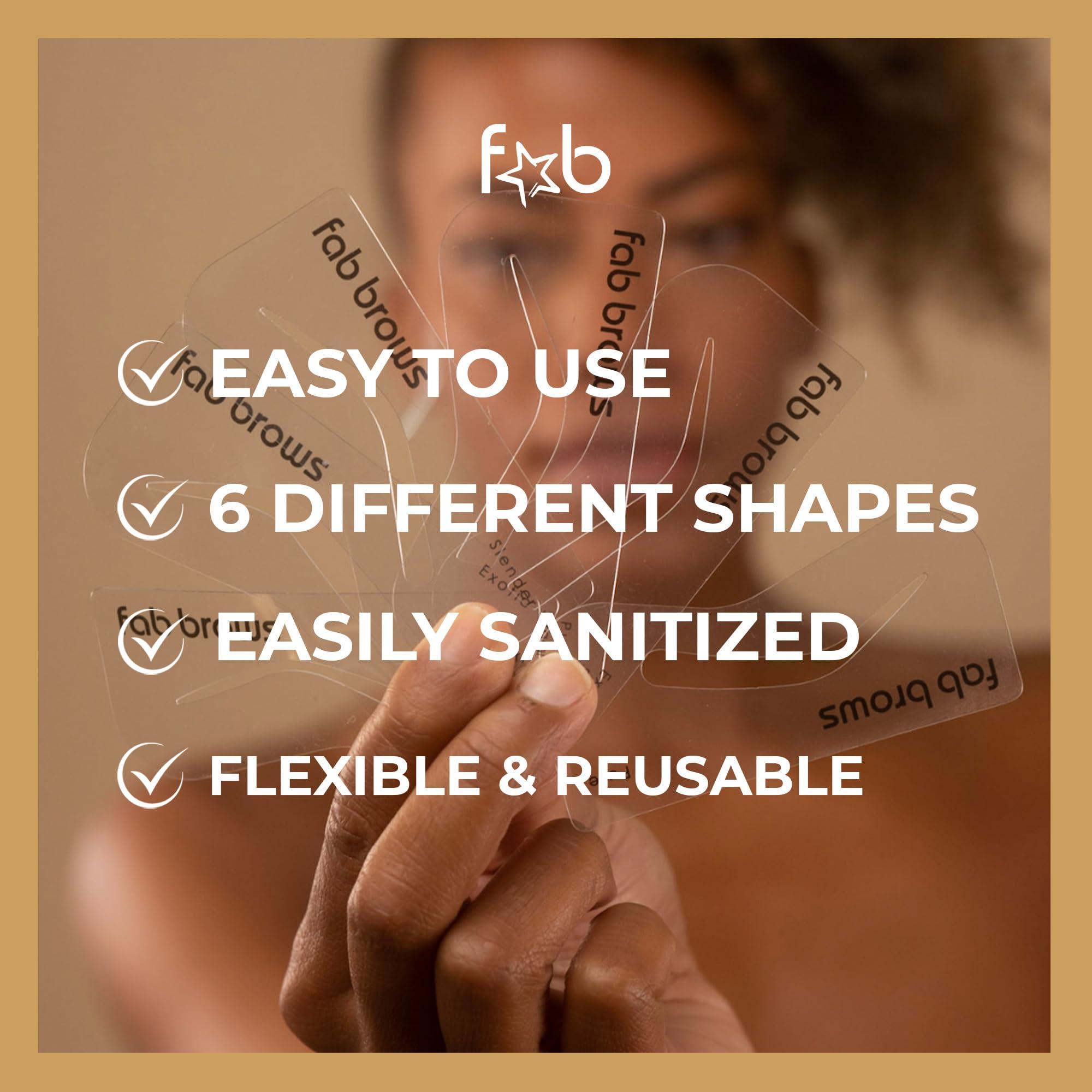 Fab Brows Fab Brows Duo Eyebrow Stencils | 6 Natural-Looking Brow Shapes | Easy Eyebrow Shaper Stencil | Fits All Faces & Sizes | Eyebrow Stencil Kit for Beginners & Professionals | Stencils Only, Cruelty-Free