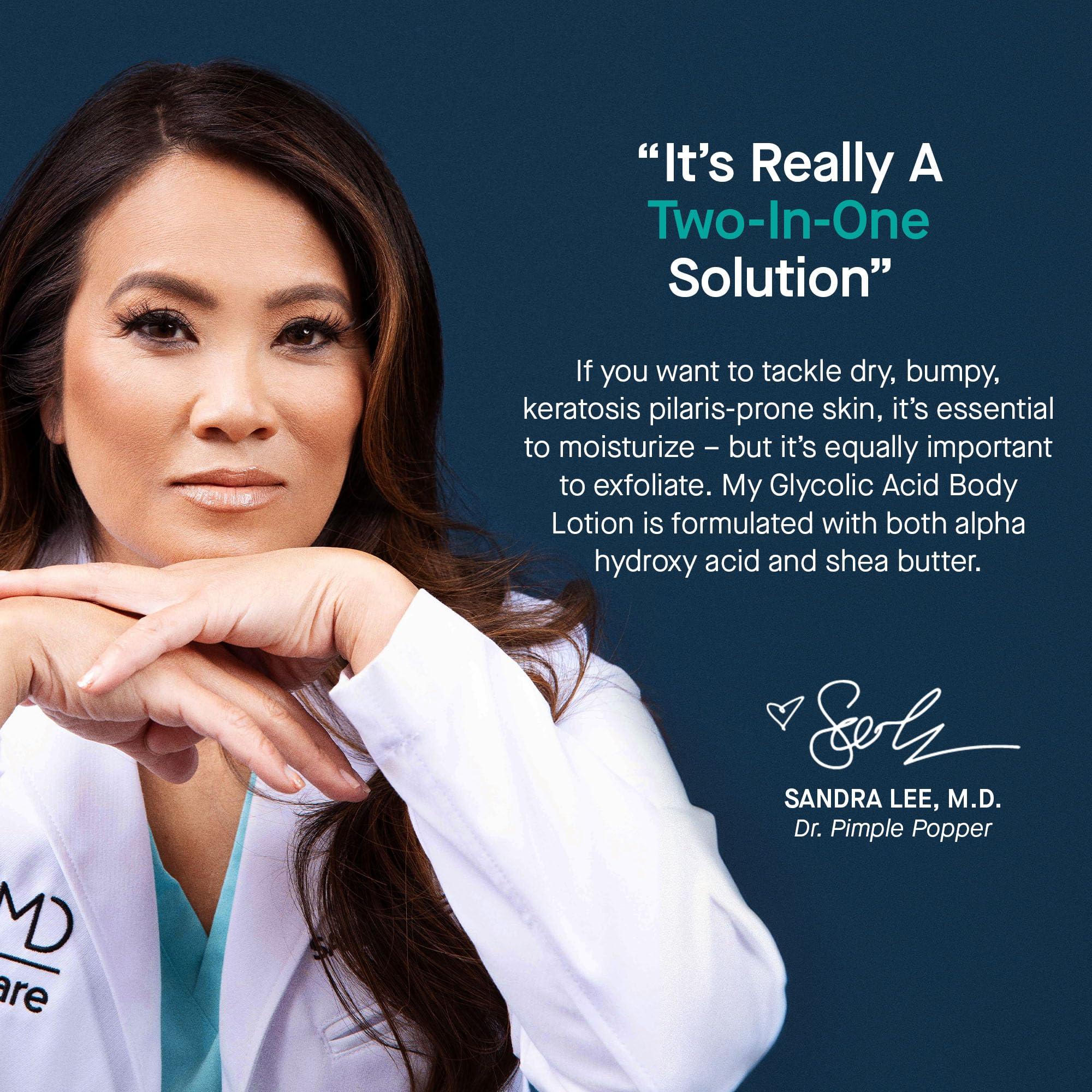 SLMD SLMD by Dr. Pimple Popper | Glycolic Acid Body Lotion | Exfoliating Glycolic Acid Lotion Body for Rough, Bumpy Skin and Skin Prone to KP, Ingrown Hairs, Shaving Bumps | 10% AHA - 6 fl. oz.