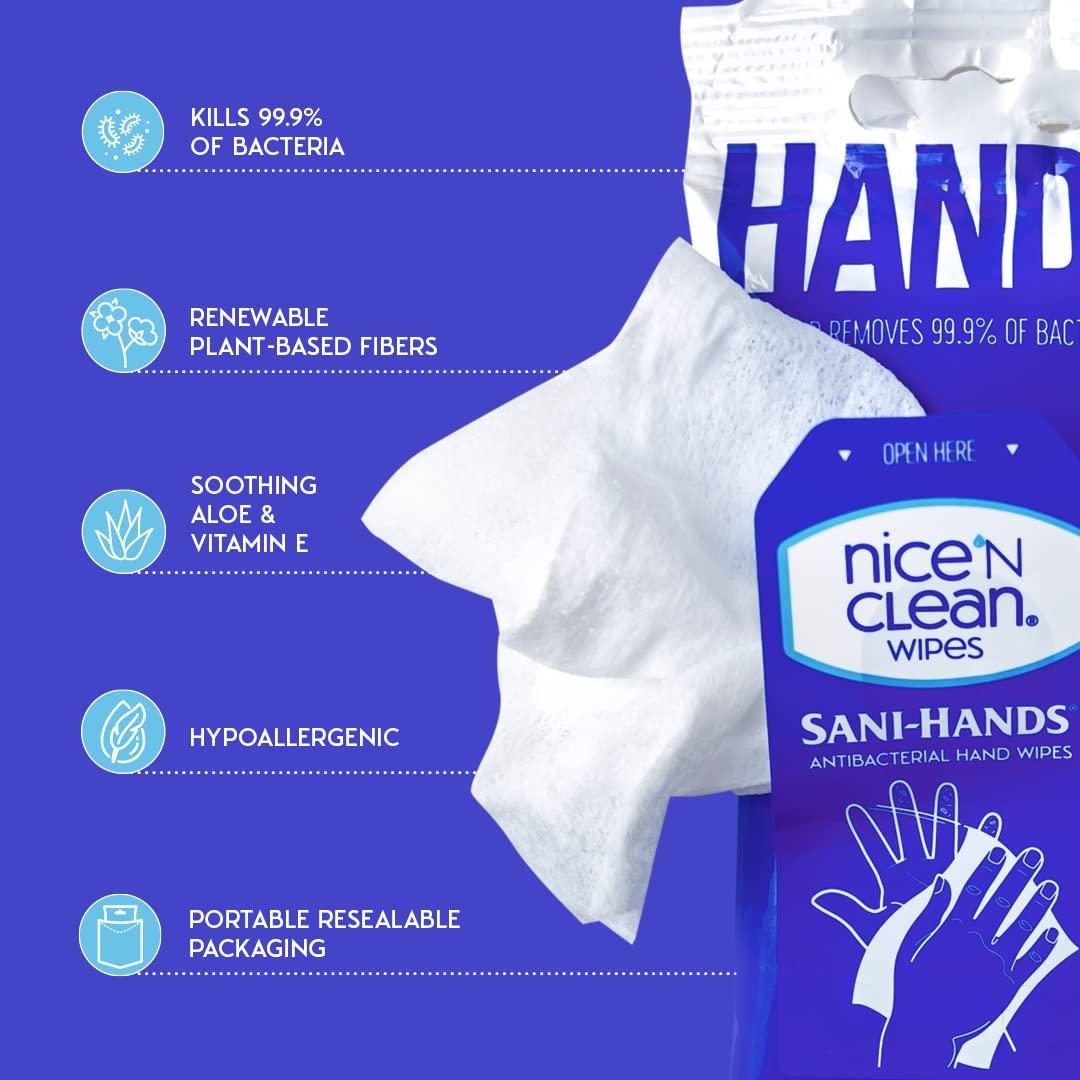 Nice 'N Clean Nice 'N CLEAN Sensitive Skin Wet Hand Wipes 90ct (8-Pack) | Infused with Aloe | Hypoallergenic Wipes More Effective than Gel