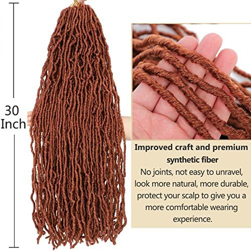Alrence Faux Locs Crochet Hair Copper Red Soft Locs 30 Inch 7 Packs Ginger Long Crochet Locs Goddess Locs Natural Synthetic Pre looped Crochet Braids For Butterfly Locs (30 Inch (Pack of 7), 350#)