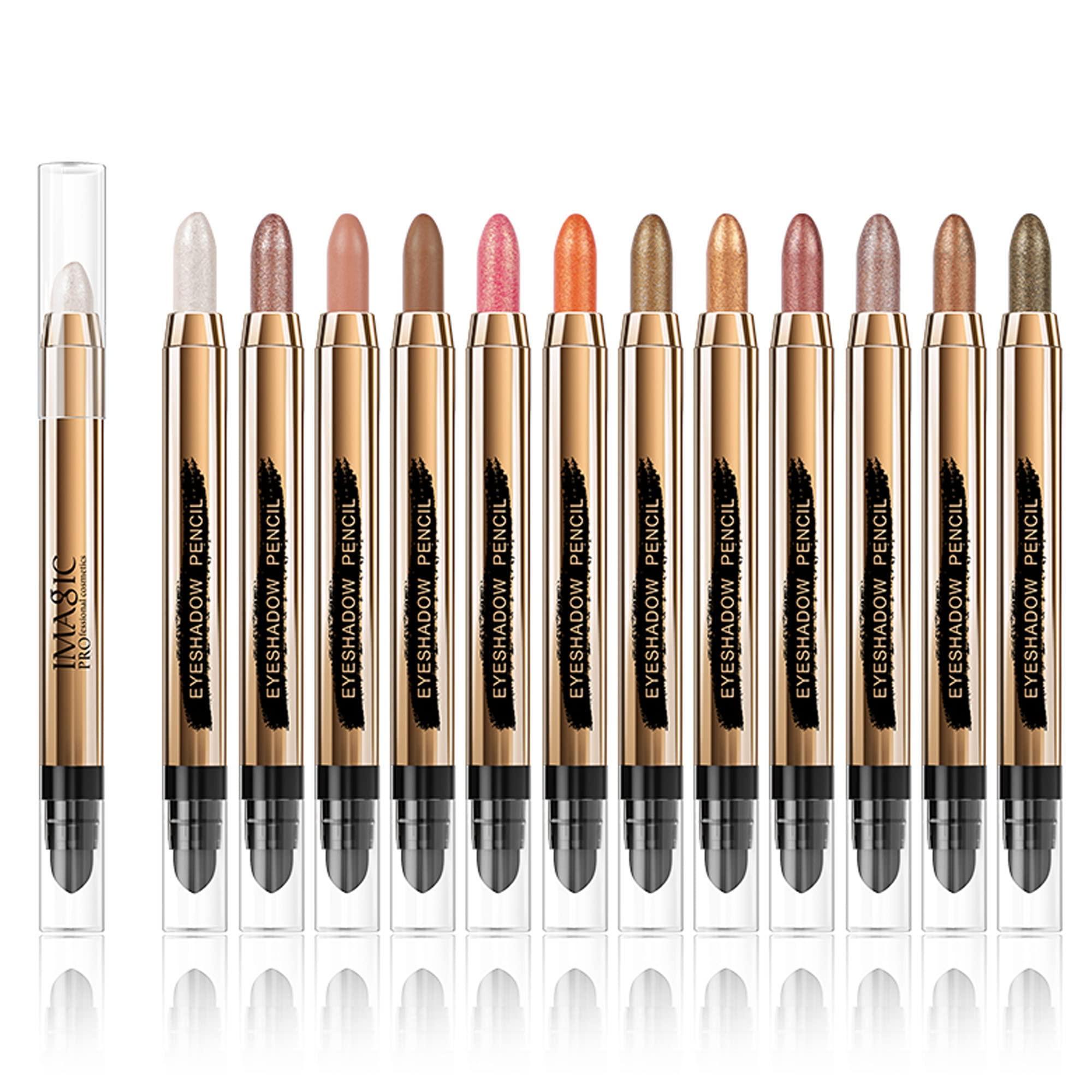 Wismee Wismee Eyeshadow Stick, Dual-end Matte And Shimmer Cream Eyeshadow Stick, Pearl White Champange Brightener Stick Highlighter Makeup Pencil Christmas Birthday Gift for Women (CHAMPAGNE)