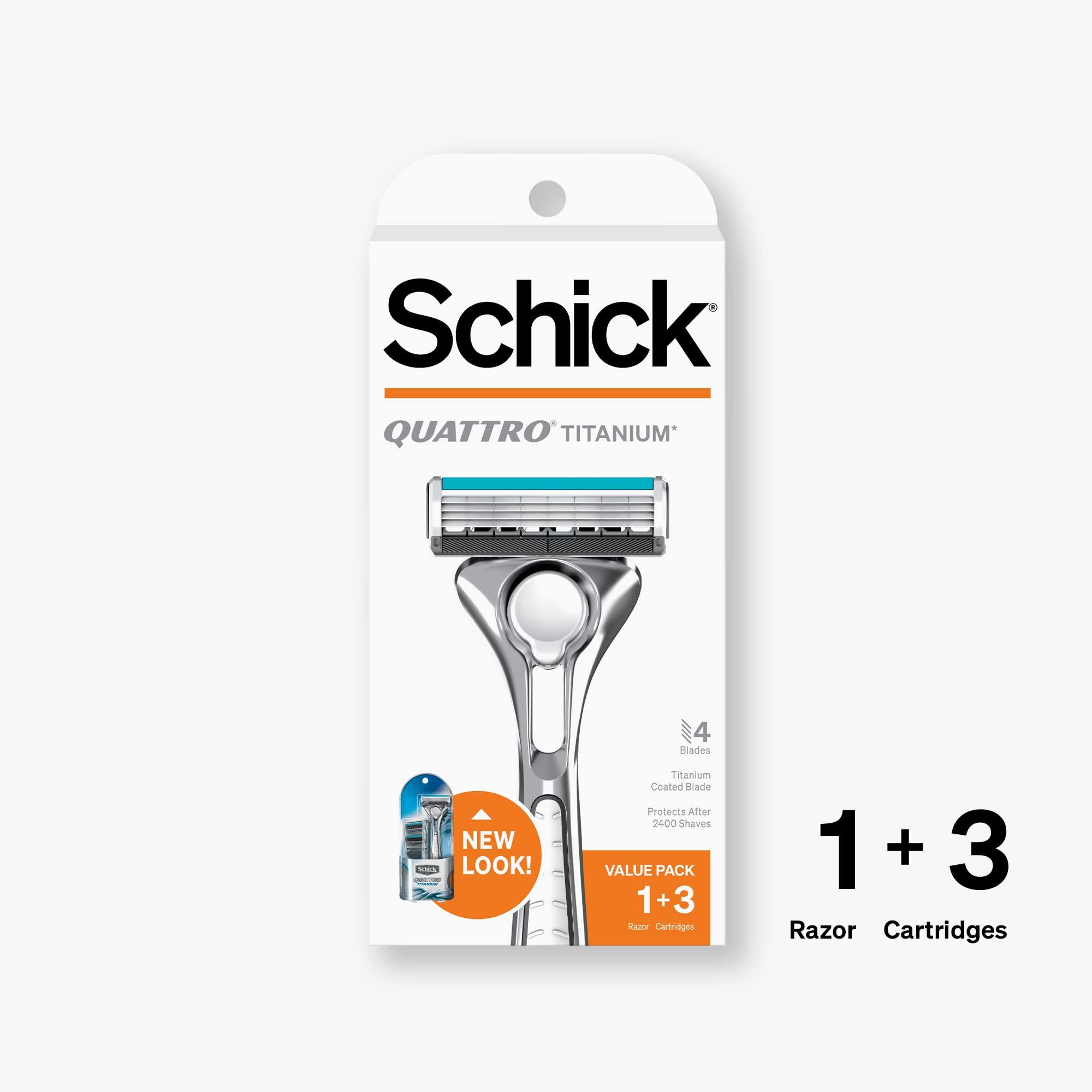 Schick Schick Quattro Titanium Razor Schick Quattro, Quattro Razor, Titanium Razor with 3 Refill Blades